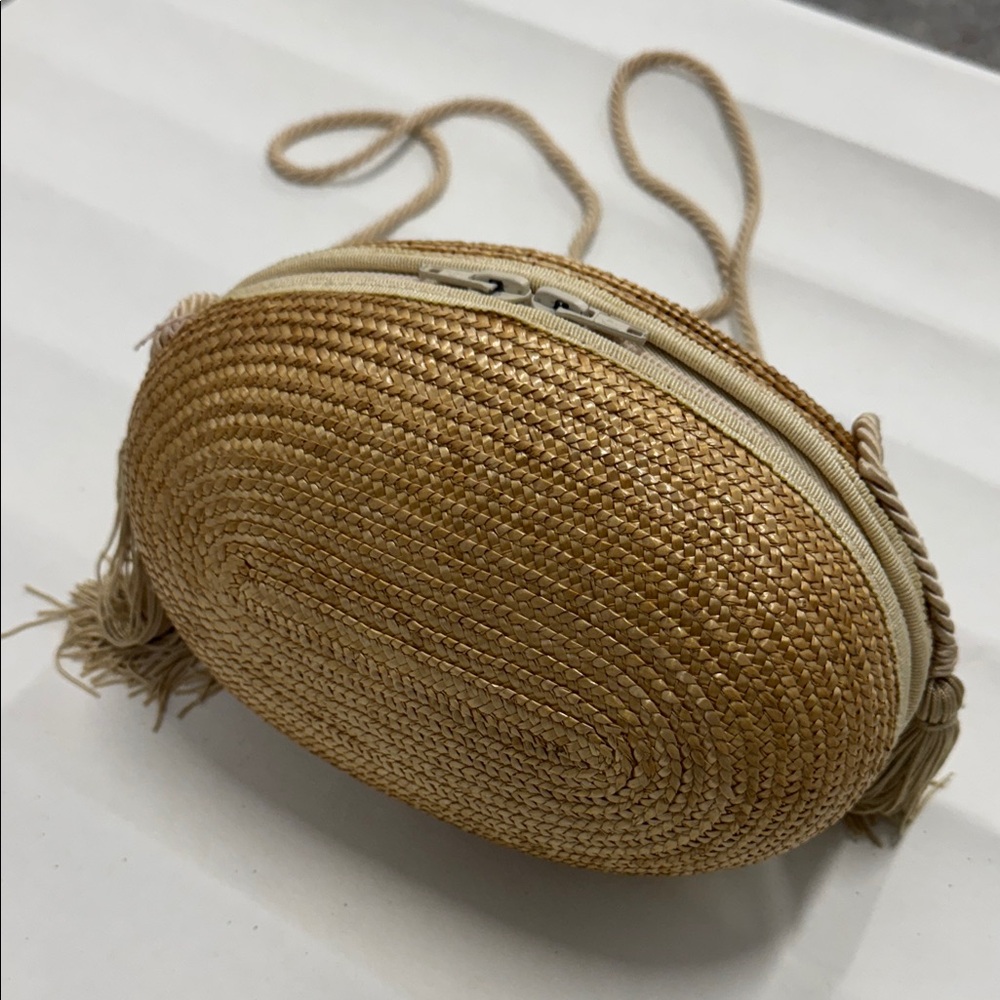 BERGDORF GOODMAN VINTAGE Straw Woven Crossbody Bag